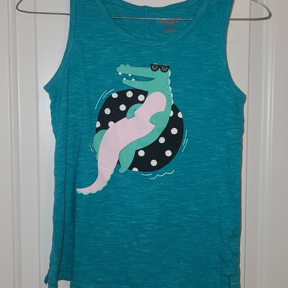 Cat & Jack Girls Teal Green Alligator Pool Float Fitted Tank Top M (7/8)